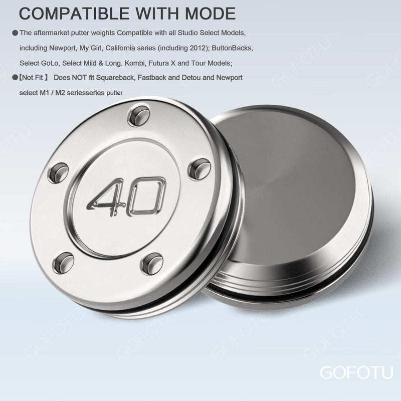 Gofotu 2pcs 40g Golf Custom Weights Compatible with Titleist Scotty Cameron Golf Club Putters Newport No Painting (2pcs 40g) - Image 3